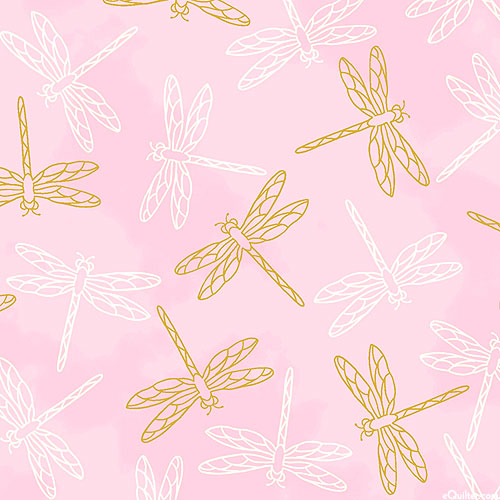Aurelia - Dainty Dragonflies - Pastel Pink/Gold Metallic