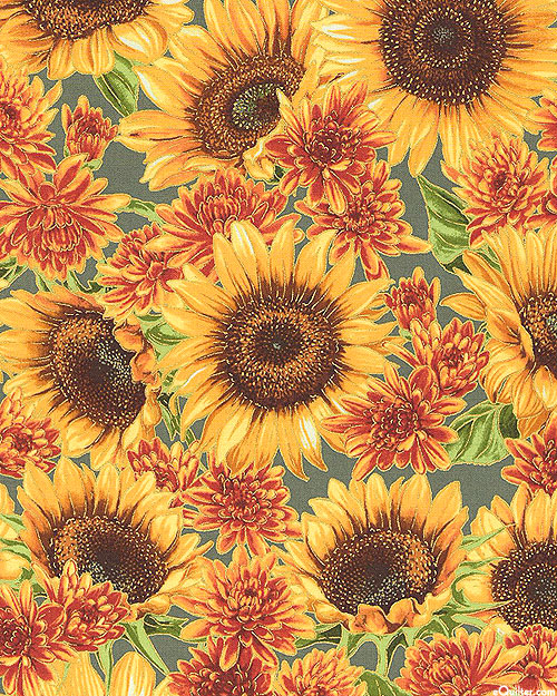 Autumn Fields - Sunflowers & Mums - Eucalyptus/Gold