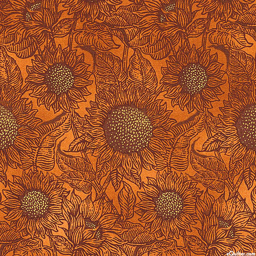 Autumn Fields - Sunflower Bliss - Caramel Brown/Gold