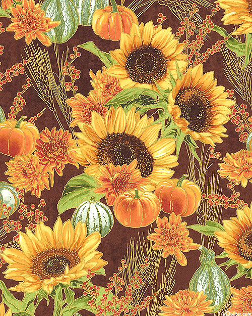 Autumn Fields - Sunflower Gardens - Cocoa Brown/Gold