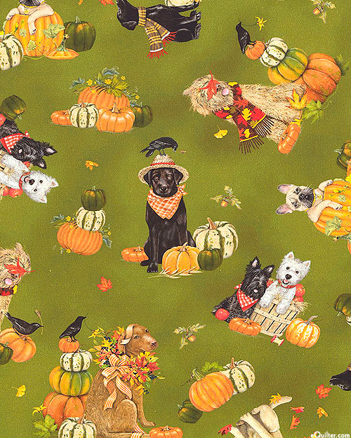 Autumn Cats & Dogs - Pumpkin Pups - Guacamole - DIGITAL