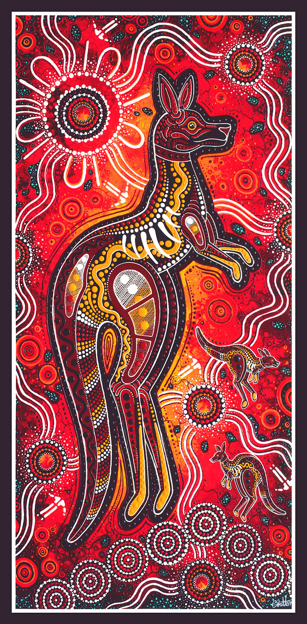 Spirit of the Bush - Kangaroo Dreaming - 23" x 44" PANEL