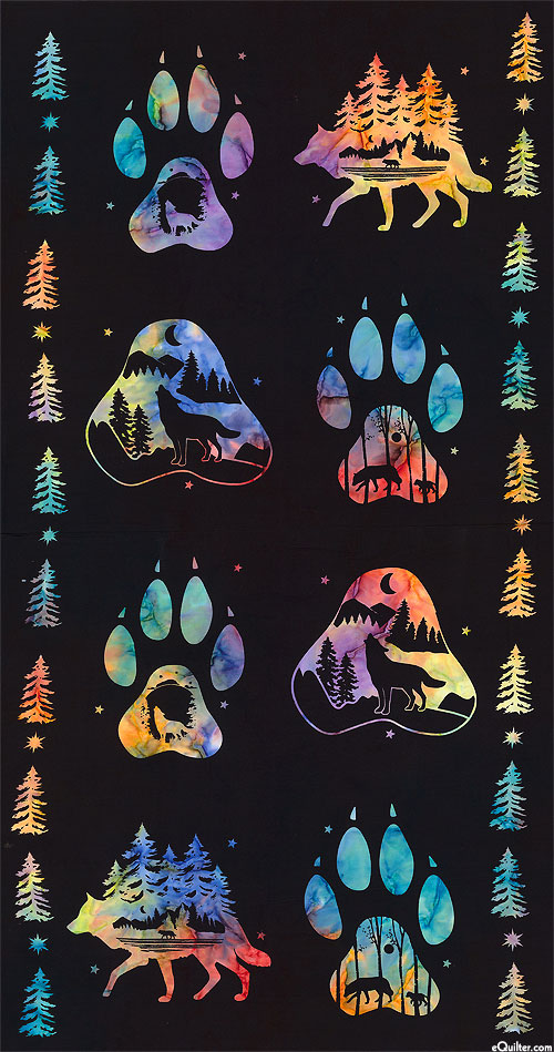Back Country - Wolf Paw - Black - 23" x 44" PANEL