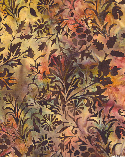 Morris Tiles - Mixed Floral Batik - Mushroom Gray