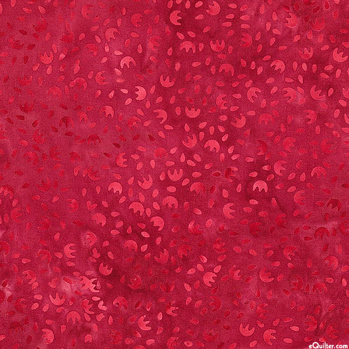 Red, White and Blooms - Flower Seeds Batik - Cranberry Red