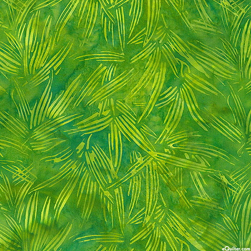 Bamboo Blooms - Falling Fronds Batik - Emerald Green
