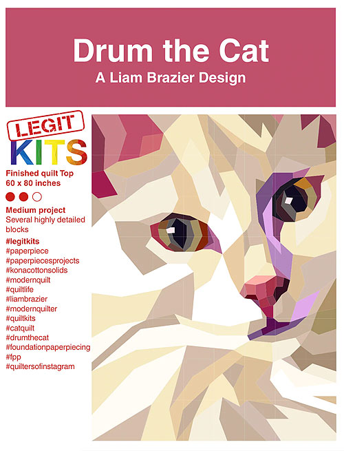 Drum the Cat - Paper Piecing Pattern by Legit Kits