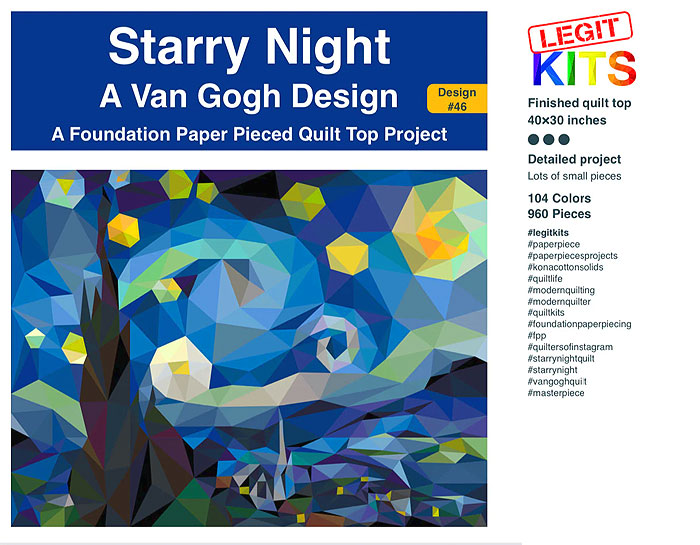 Starry Night - Paper Piecing Pattern by Legit Kits