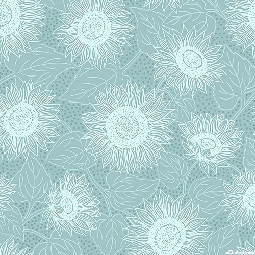 Sunflower Garden - Bright Bloom Tonal - Steel Blue