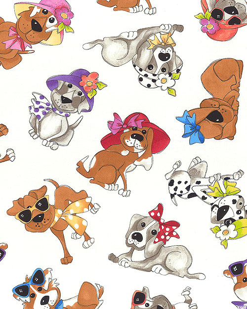 Go Doggie! - Pups in Hats & Scarves - White
