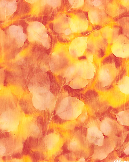 Leaf Impression Sun Cloth - Flame Orange - 58" WIDE