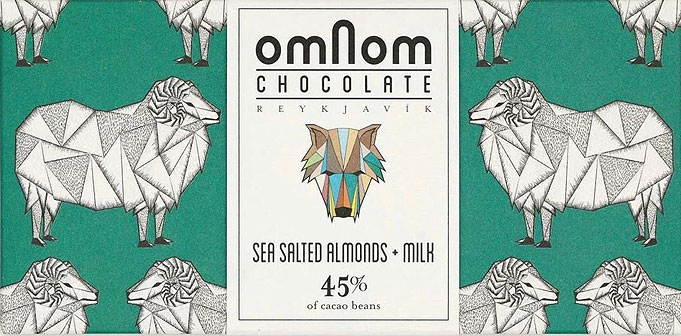OmNom Iceland Chocolate - Sea Salt Almond + Milk 45%