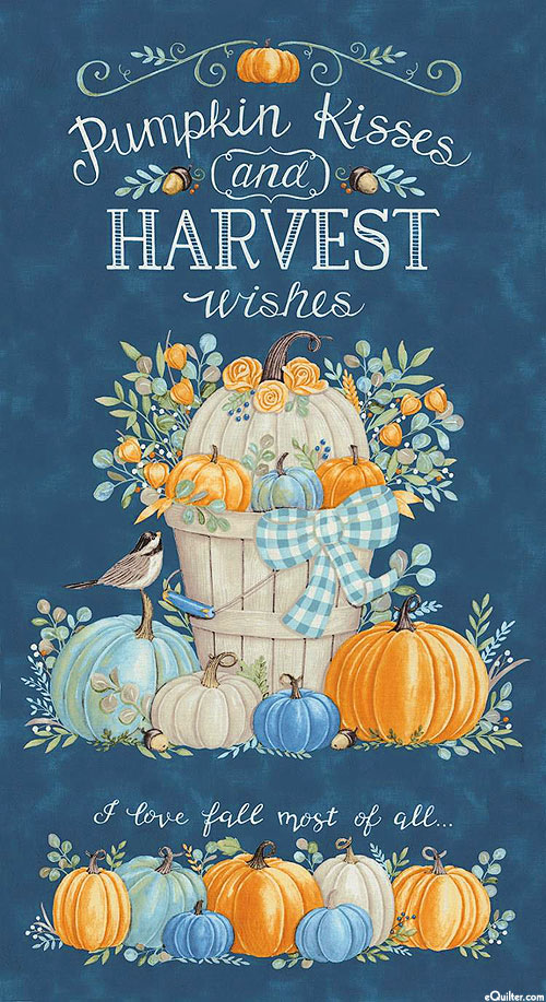 Harvest Wishes - Pumpkin Kisses - 24" x 44" PANEL
