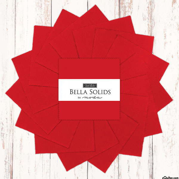 Bella Solids - Christmas Red - 5" Charm Pack