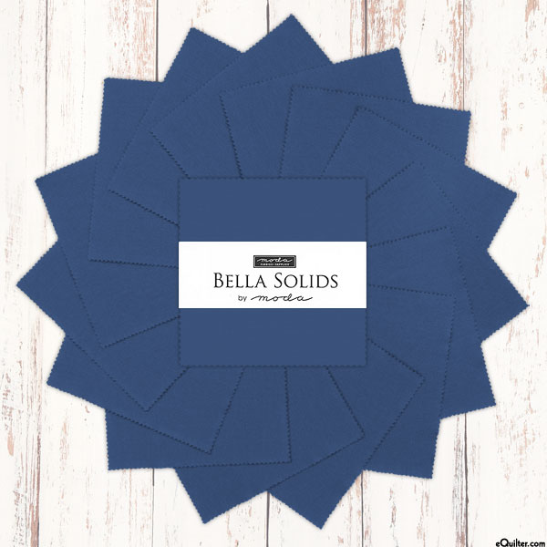 Bella Solids - Admiral Blue - 5" Charm Pack