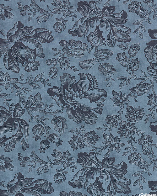 Cascade - Floral Sketches - Denim Blue - 108" QUILT BACKING
