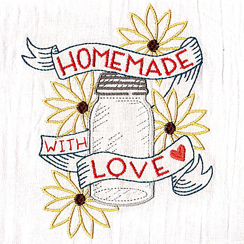 Homemade With Love - Embroidered Tea Towel
