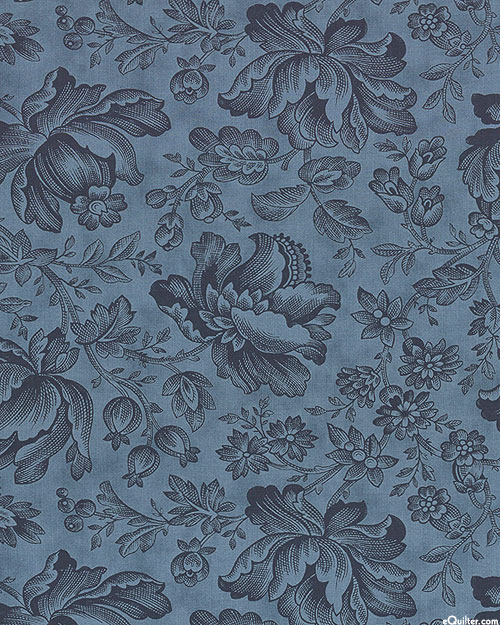 Cascade - Floral Sketches - Denim Blue