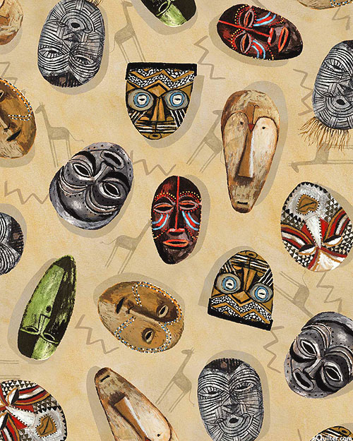 African Village - Hand-Crafted Masks - Sandy Beige - DIGITAL
