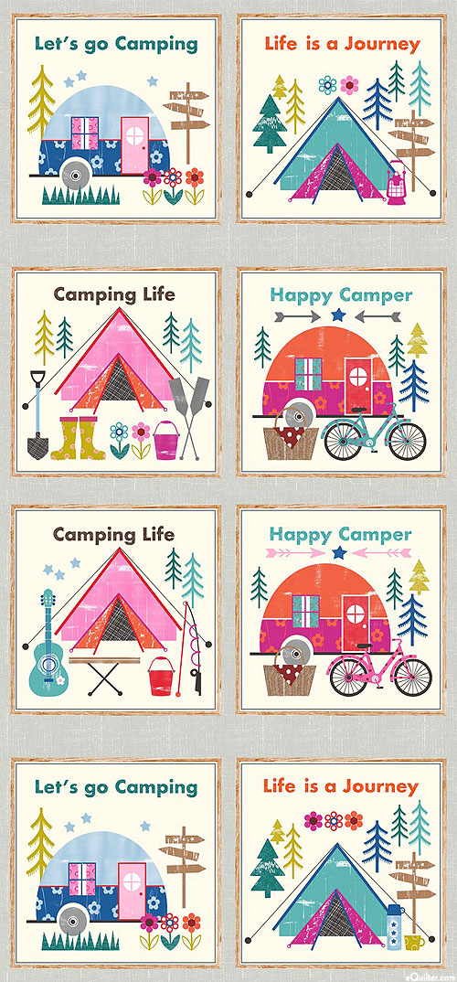 Happy Camper - Glamping Trip - Ash Gray - 24" x 44" PANEL