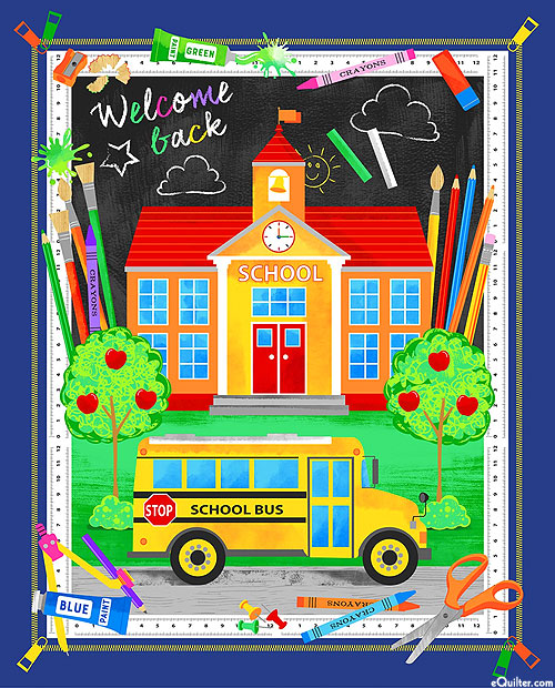 Back To School - Welcome Back - navy - 36" x 44" PANEL