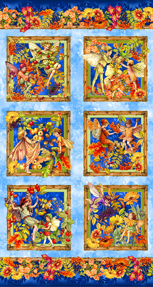 Flower Fairies of the Autumn - Fantasy Blocks - 24" x 44" PANEL