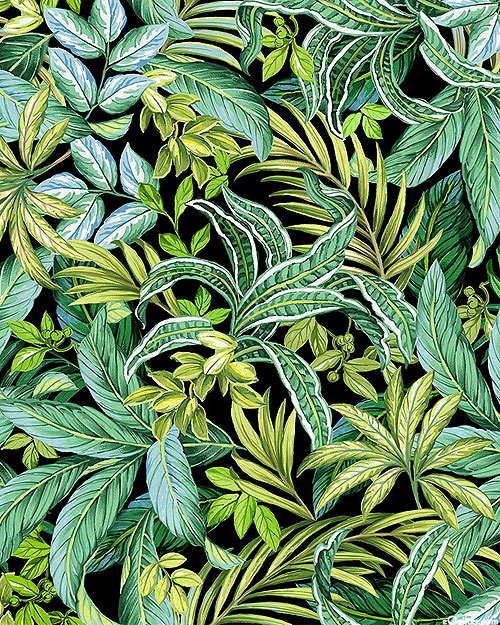 Exotica - Jungle Foliage - Black - DIGITAL