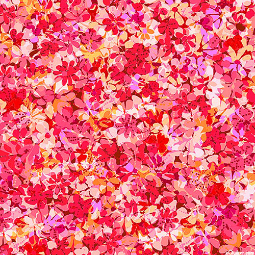 Floral Fantasy - Cascade of Petals - Burgundy Red