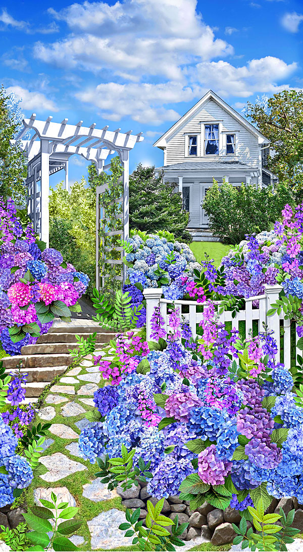 Hydrangea Dreams - A Sunshine Cottage - Multi - 24" x 44" PANEL