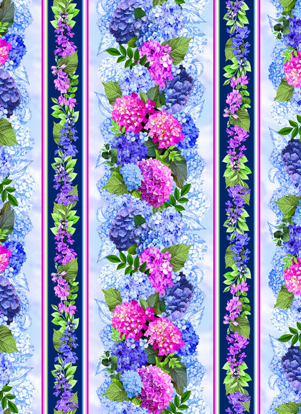 Hydrangea Dreams - Blooming Stripe - Multi - DIGITAL