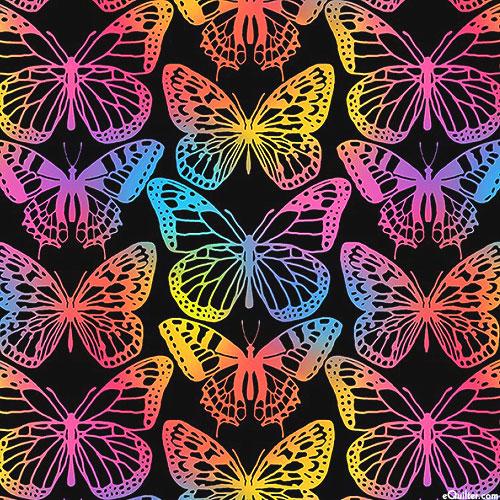 Kaleidoscope - Dazzling Butterflies - Black/Rainbow - DIGITAL