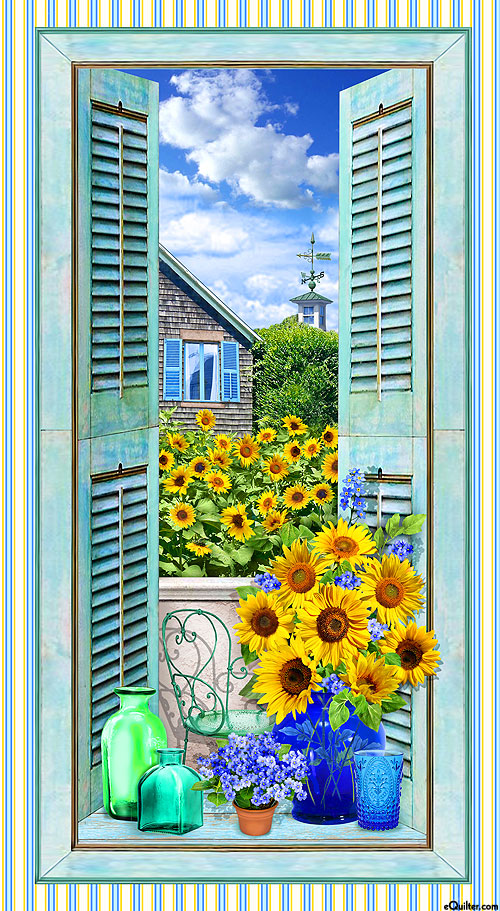 Summer Sunflowers - Scenic View - Blue Topaz - 24" x 44" PANEL