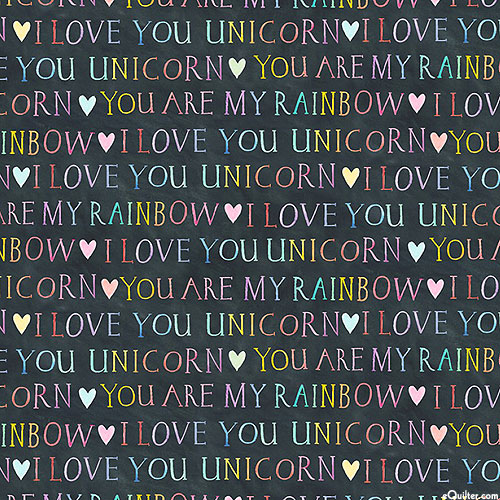 My Unicorn Loves - Rainbows & Hearts - Charcoal Gray - DIGITAL