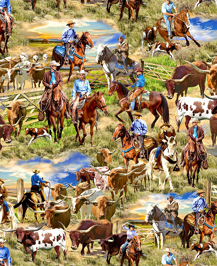 Big Sky Country Tooled Leather Cotton Fabric CX11306-CRML-D from Michael  Miller by the yard by