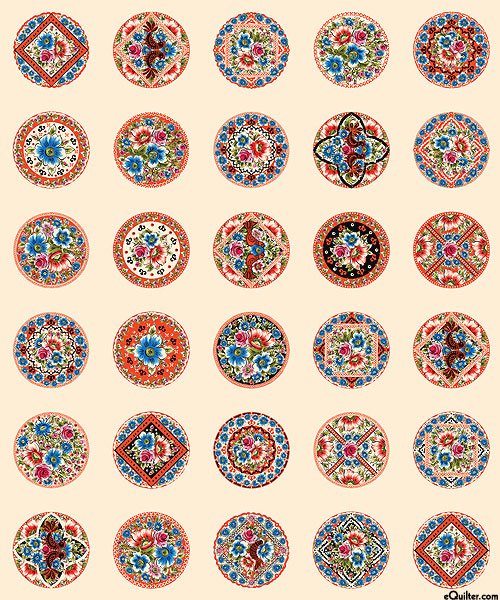 Curio Cabinet - Rosette Medallions - Natural - 36" x 44" PANEL