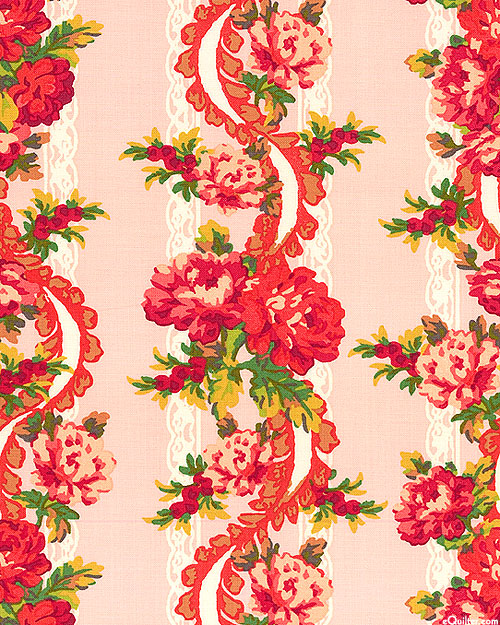 Sweet Beginnings - Lacy Florals Stripe - Powder Pink
