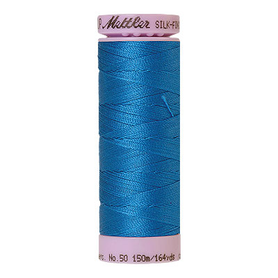 Blue - Mettler Silk Finish Cotton Thread - 164 yd - Ocean Blue