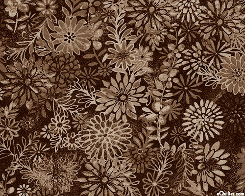 Floral Medley - Chrysanthemums - Dk Brown - 108" QUILT BACKING