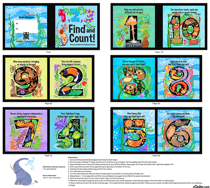 ABC-123 - Make Your Own Counting Book - 36" x 44" PANEL