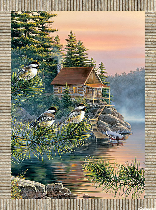 Cabin View - Bird Watching Perch - Oak Brown - 32" x 44" PANEL