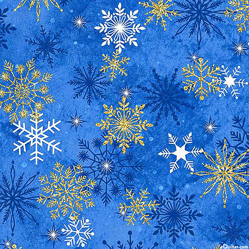 Christmas Joy - Snowflakes - Royal Blue/Gold