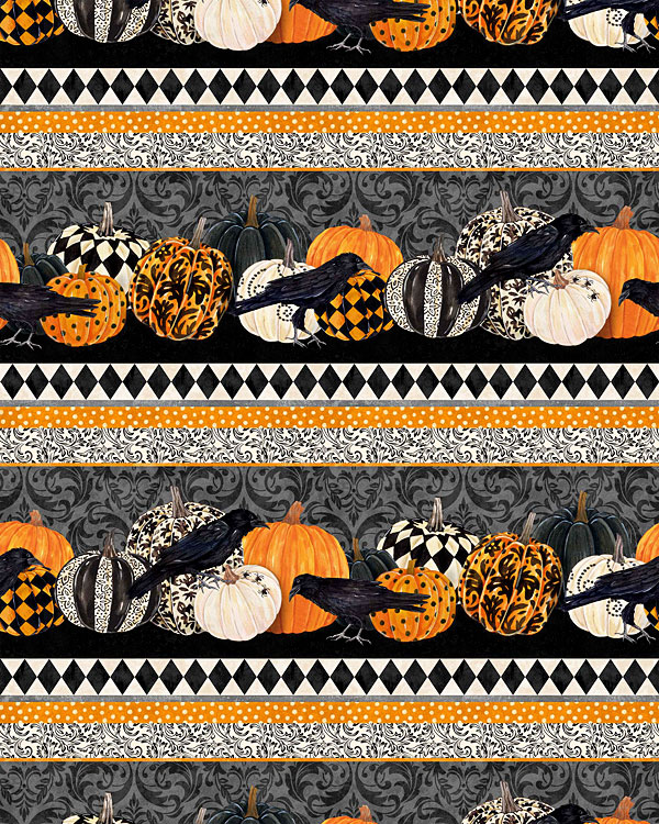 Candelabra - Pumpkins & Raven Stripe - Charcoal Gray