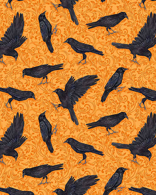 Candelabra - Hallows Eve Ravens - Pumpkin Orange
