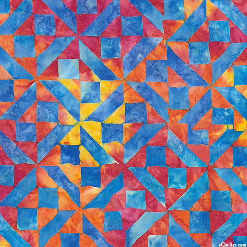 Quilt Inspired: Borders - Mosaic Batik - Cerulean Blue