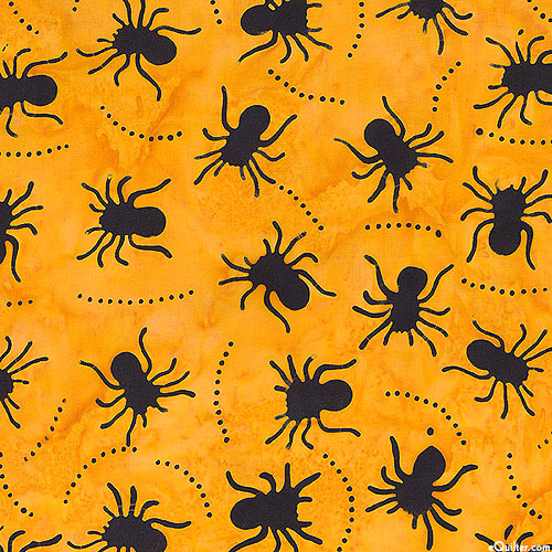 Midnight Magic - Spider Crawl Batik - Pumpkin Orange
