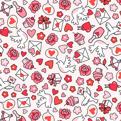 Lovey Dovey - Valentines Motifs - Pastel Pink