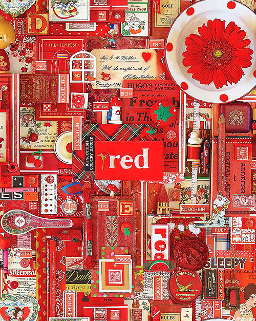 Color Collage - Red Hot - Scarlet - DIGITAL PRINT