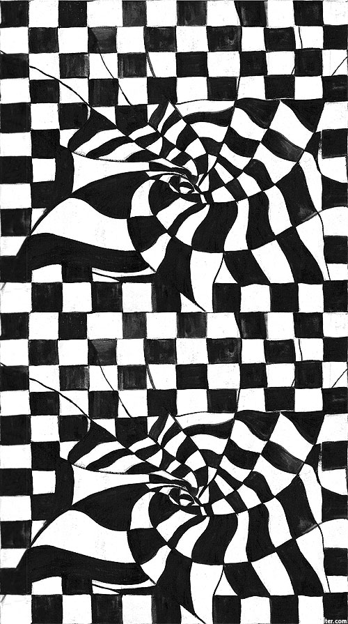 Hello Gorgeous - Swirling Checkerboard - Black - 24" x 44" PANEL