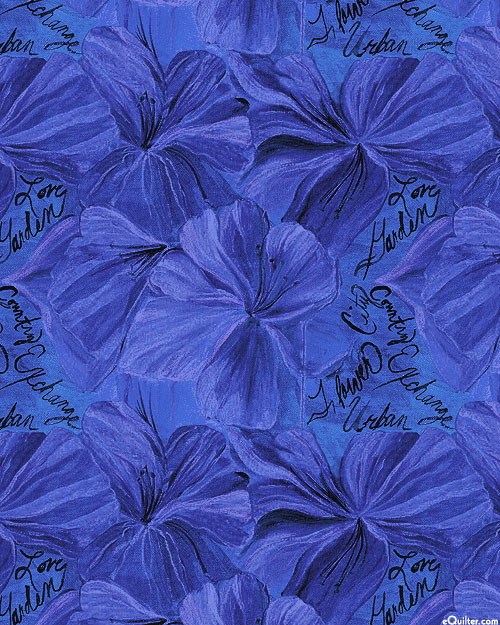 Northcott Fabrics City Flower Exchange - Painterly Petals - French Blue