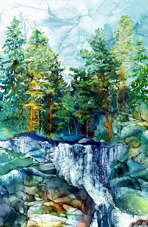 Cedarcrest Falls - Forest Flow - Turquoise - 29" x 44" PANEL
